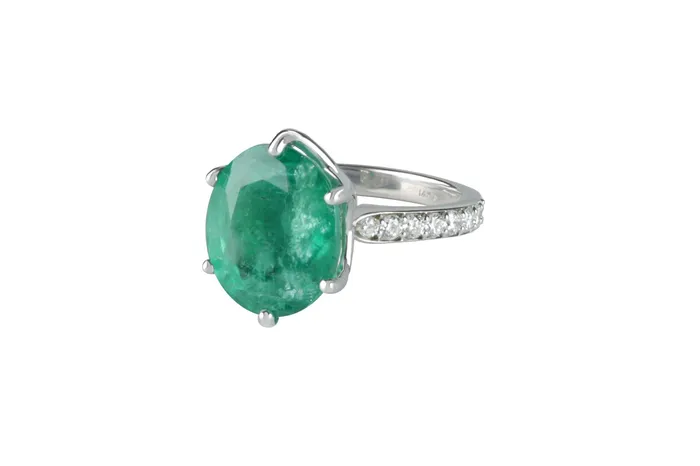 Crown Jewels Coin Rings GIA Certified 743 ct Emerald and Diamond Ring