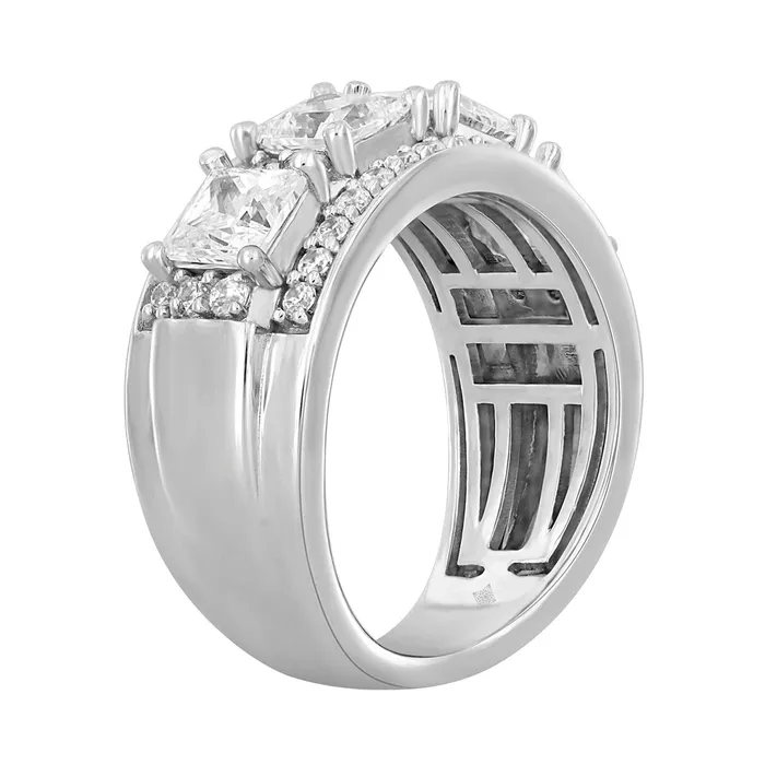 Rings 14K WHITE GOLD 2 12CT ROUND PRINCESS DIAMOND LADIES BAND Crown Jewels Coin