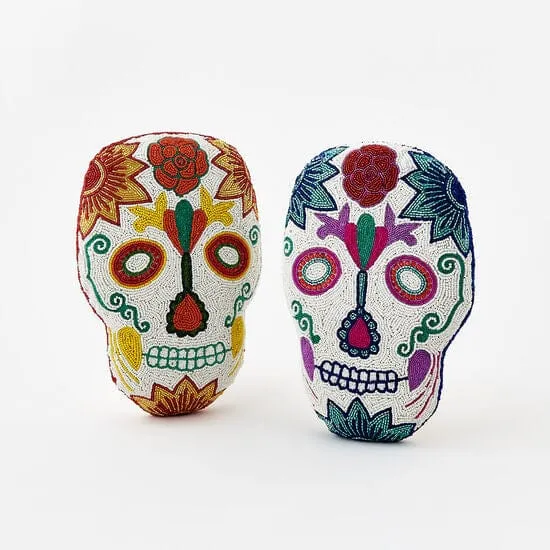 180 Degrees Sugar Skull Beaded Pillow 2 Colors Available 180 Degrees Rings
