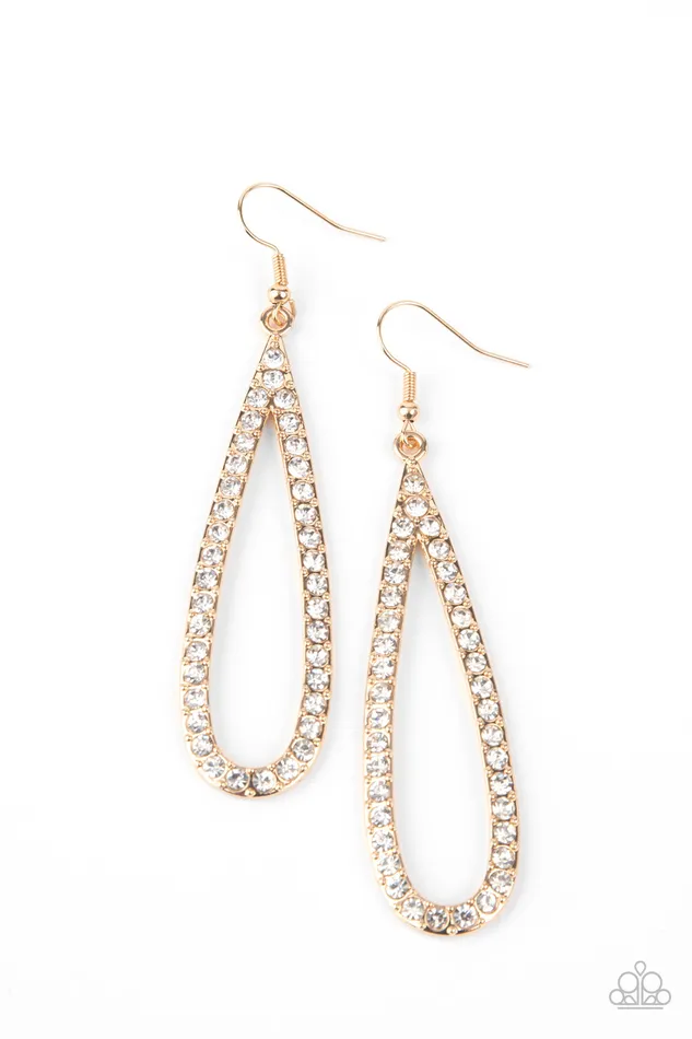 A Finishing Touch Jewelry Earrings Paparazzi Glitzy Goals Gold Teardrop Earrings