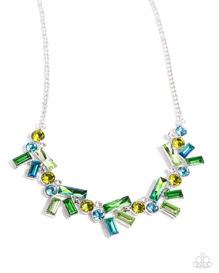 A Finishing Touch Necklaces Paparazzi Serene Statement Green Necklace