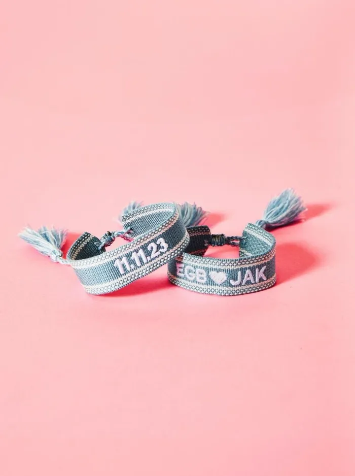 Bracelets Sprinkled With Pink Embroidered Bracelet with Motif