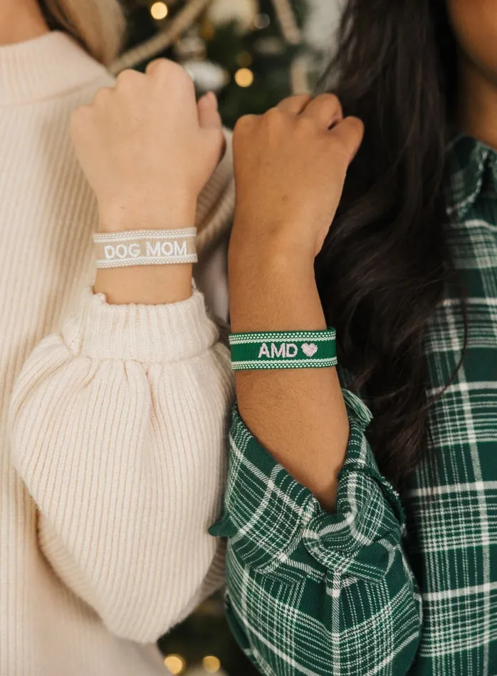 Bracelets Sprinkled With Pink Embroidered Bracelet with Motif