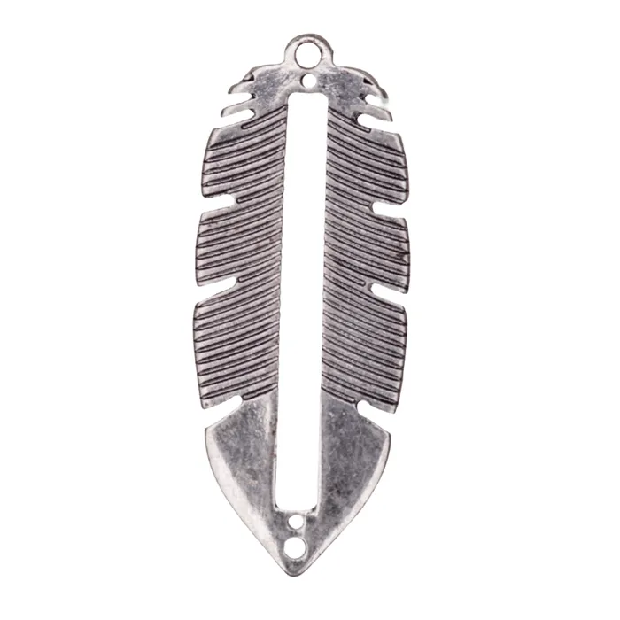 Charm Necklaces Continental Beads 33mm x 135mm Centerline Seed Bead Feather Charm Made of plated zinc Sold individually K154