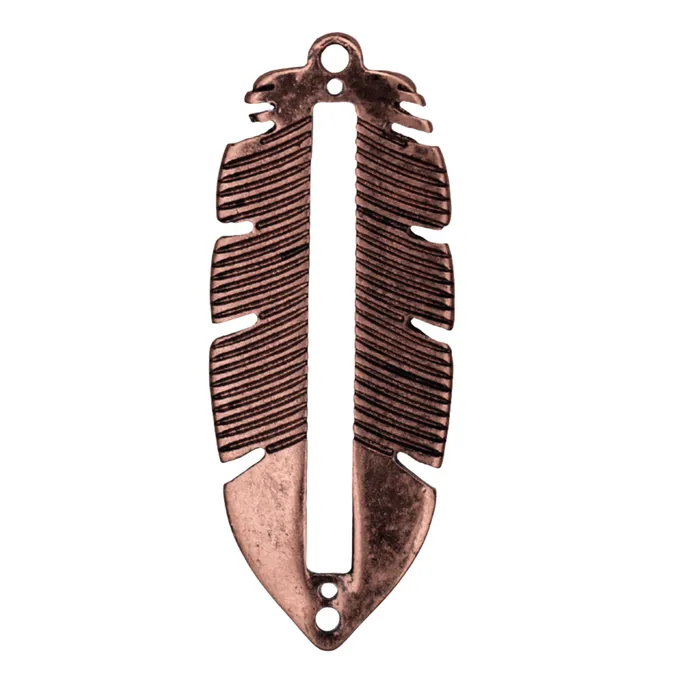 Charm Necklaces Continental Beads 33mm x 135mm Centerline Seed Bead Feather Charm Made of plated zinc Sold individually K154