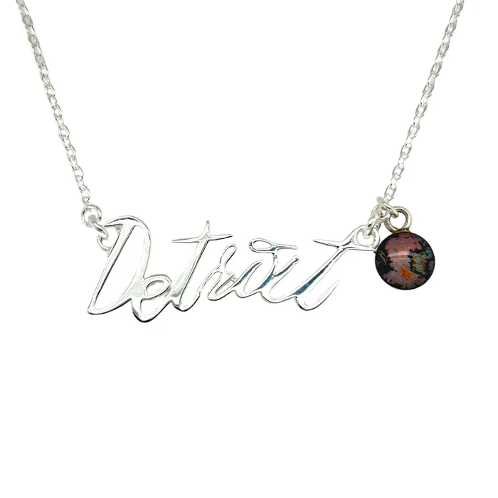 Detroit Graffiti Necklaces Detroit Necklace Silver