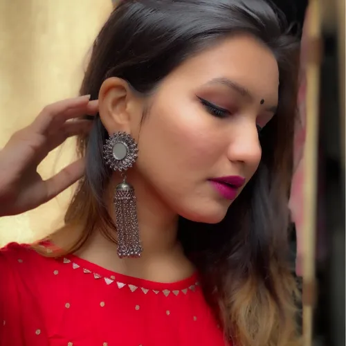 Earrings justreal deal Afgani German Silver Oxidized Jhumki Earrings for Women DESIGN 216