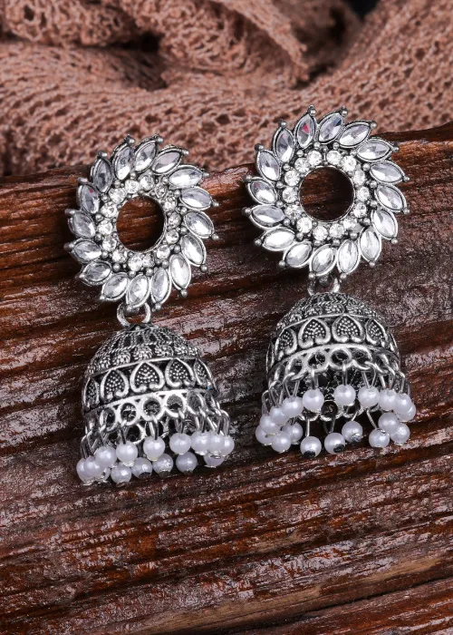 justreal deal Earrings Afgani German Silver Oxidized Jhumki Earrings for Women DESIGN 1009