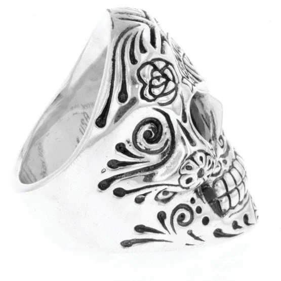 King Baby Rings Large Skull Ring wChosen Cross Detail and Garnet Eyes King Baby Rings Large Skull Ring wChosen Cross Detail and Garnet Eyes