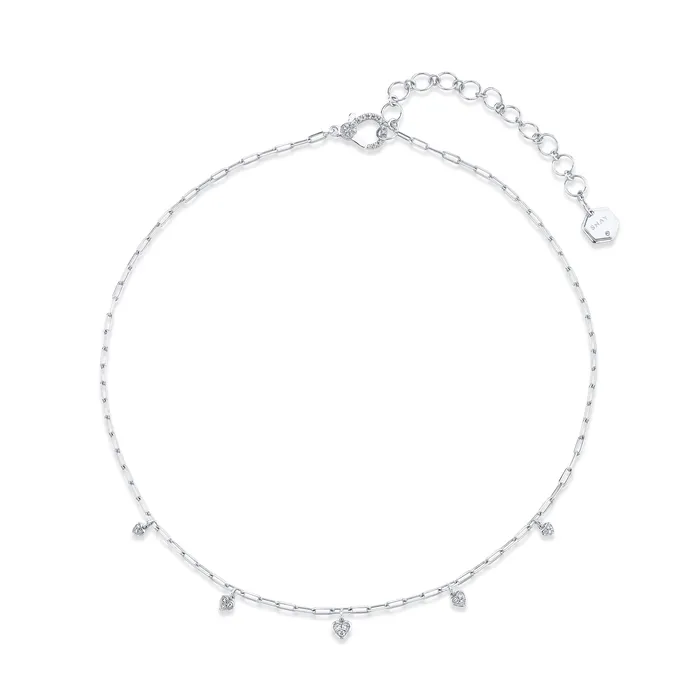 SHAY JEWELRY Necklaces MINI ME DIAMOND PAVE DANGLE DROP HEART NECKLACE