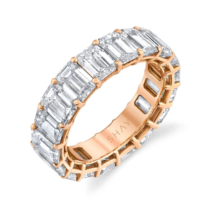 SHAY JEWELRY Rings DIAMOND EMERALD CUT ETERNITY RING 8cts