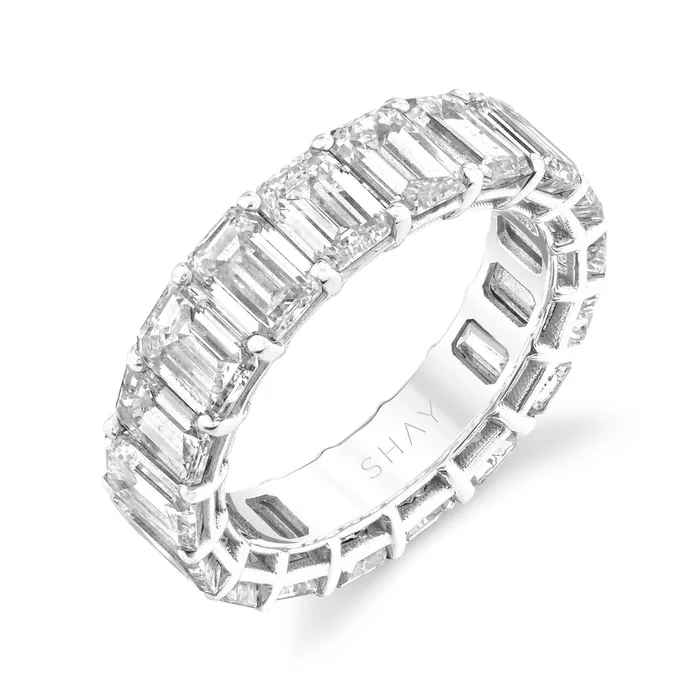 SHAY JEWELRY Rings DIAMOND EMERALD CUT ETERNITY RING 8cts