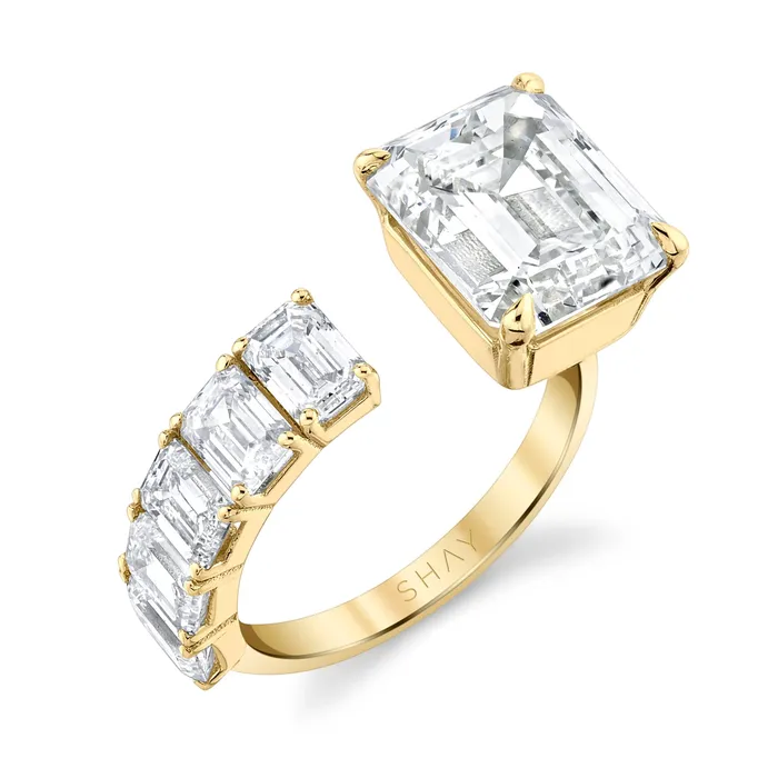 SHAY JEWELRY Rings DIAMOND FLOATING EMERALD CUT RING