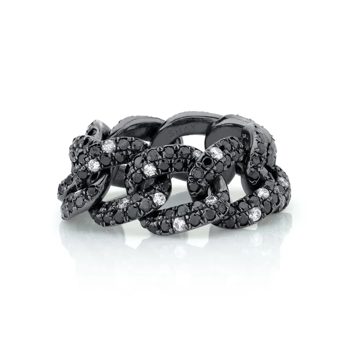 SHAY JEWELRY Rings READY TO SHIP BLACK DIAMOND TWINKLE ESSENTIAL LINK RING