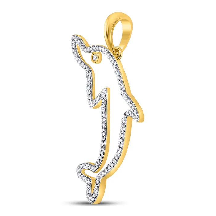 10Kt Yellow Gold 13CtDia Dolphin Charm 237 grams GND Charm Necklaces