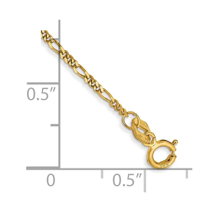 14k 125mm Flat Figaro Chain Bracelet 091 grams Qgold Bracelets 14k 125mm Flat Figaro Chain Bracelet 091 grams Qgold Bracelets