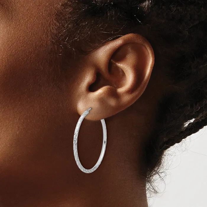 14k White Gold 2 mm Endless Hoop Earrings 174 grams Qgold Earrings