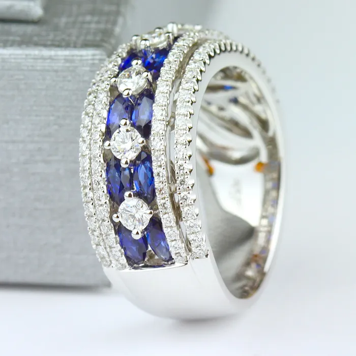 14k White Gold Diamond and Sapphire Band PARADE DESIGNS Rings