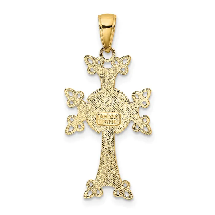 14k Yellow Gold 15 mm PolishedTextured Armenian Cross Pendant 18 grams Qgold Necklaces 14k Yellow Gold 15 mm PolishedTextured Armenian Cross Pendant 18 grams Qgold Necklaces