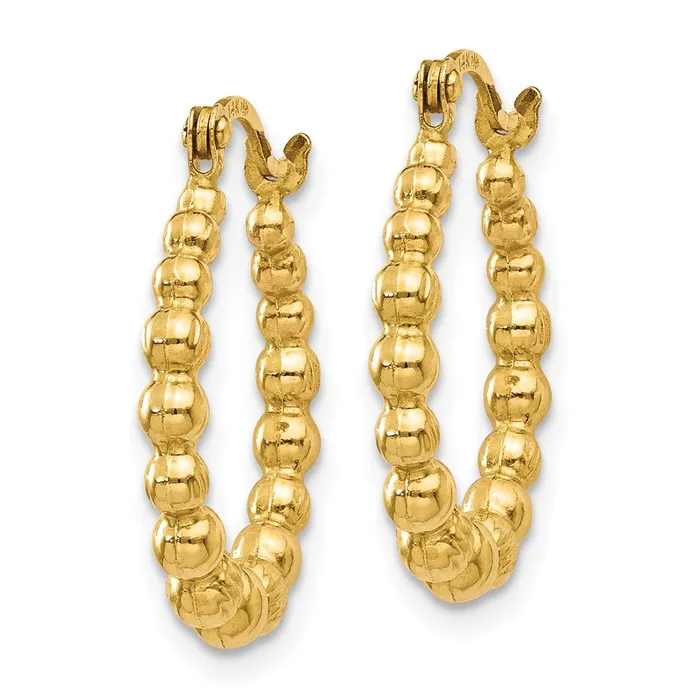 14k Yellow Gold 16 mm Beaded Hoop Earrings 061 grams Qgold Earrings