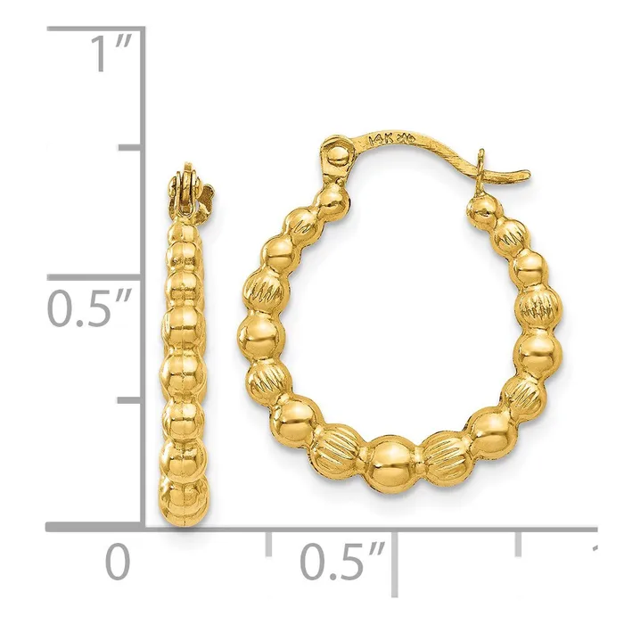 14k Yellow Gold 16 mm Beaded Hoop Earrings 061 grams Qgold Earrings
