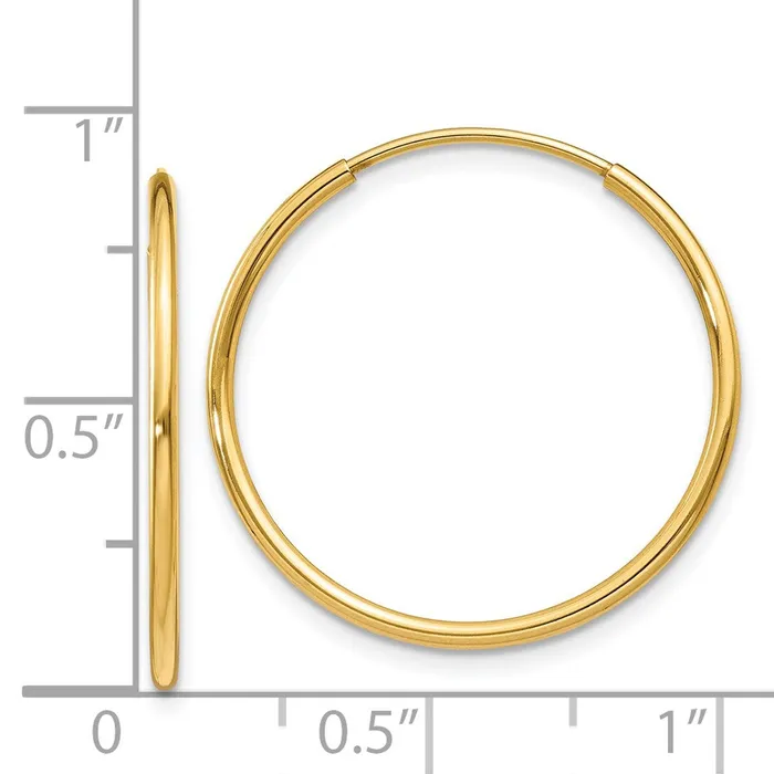 14k Yellow Gold 25 mm Endless Hoop Earring 055 grams Qgold Earrings