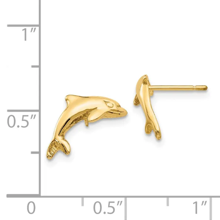14k Yellow Gold 9 mm Dolphin Earrings 125 grams Qgold Earrings
