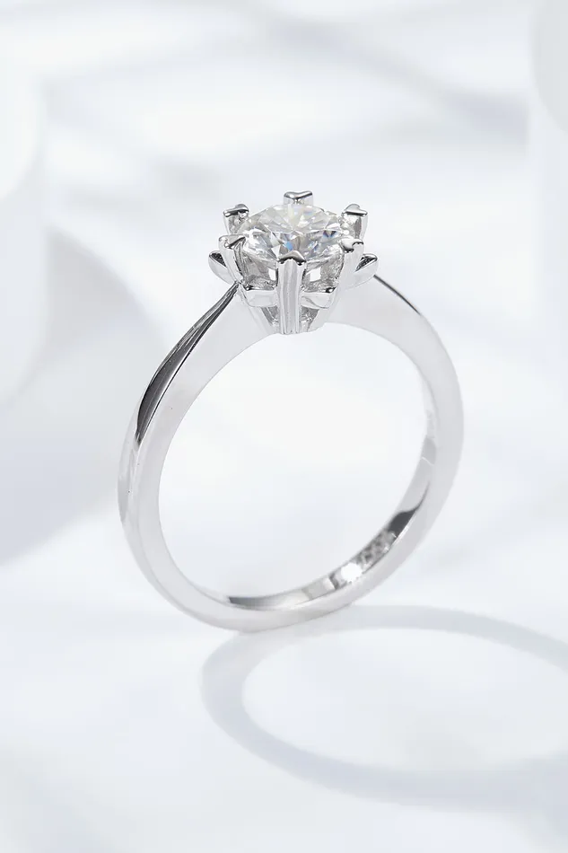 925 Sterling Silver Solitaire Moissanite Ring Trendsi Rings