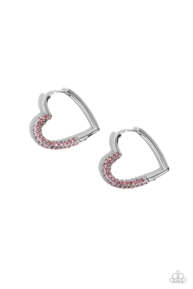 Be Mine Valentine Pink Rhinestone Silver Heart Hinge Hoop Earrings Paparazzi Paparazzi Accessories Earrings Be Mine Valentine Pink Rhinestone Silver Heart Hinge Hoop Earrings Paparazzi Paparazzi Accessories Earrings