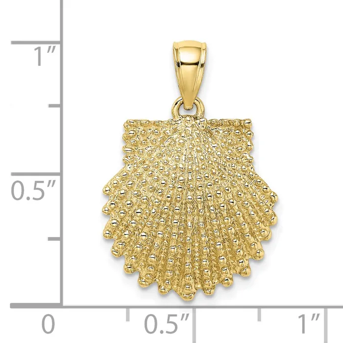 Charm Necklaces 10k Yellow Gold 177 mm 2D Beaded Scallop Shell Charm 298 grams Qgold