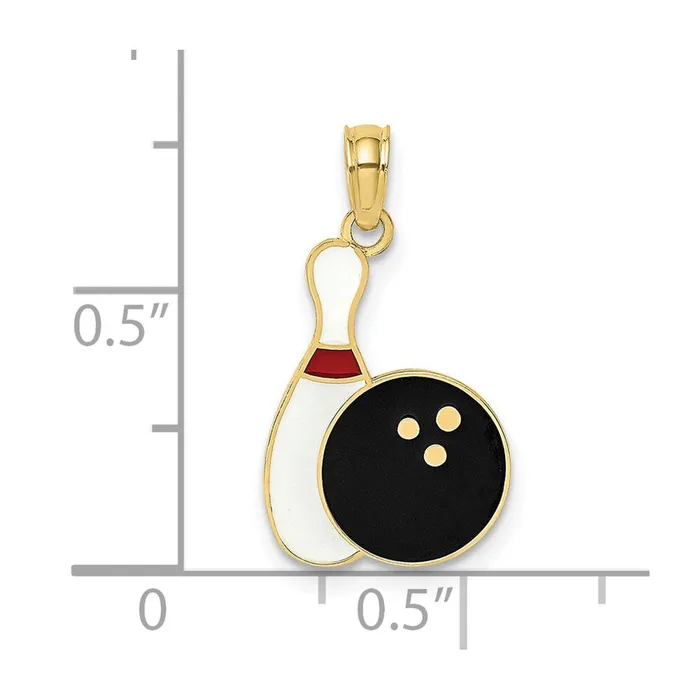 Charm Necklaces Qgold 10k Yellow Gold 119 mm Enamel Bowling Ball and Pin Charm 078 grams Charm Necklaces Qgold 10k Yellow Gold 119 mm Enamel Bowling Ball and Pin Charm 078 grams