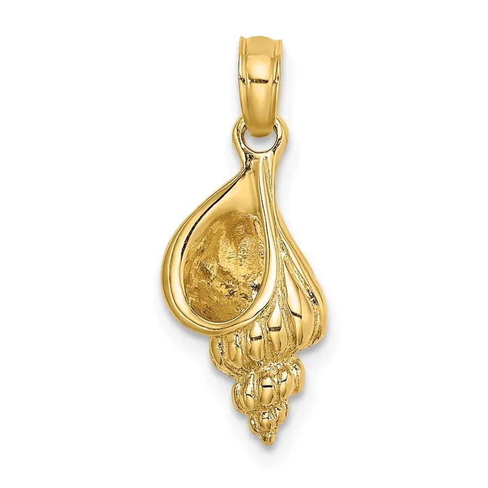 Charm Necklaces Qgold 10k Yellow Gold 85 mm 3D Mini Precious Wentletrap Shell Charm 143 grams
