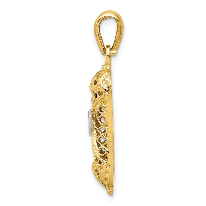 Charm Necklaces Qgold 14k Yellow Rhodium 7 mm Mezuzah WShin Charm 234 grams Charm Necklaces Qgold 14k Yellow Rhodium 7 mm Mezuzah WShin Charm 234 grams