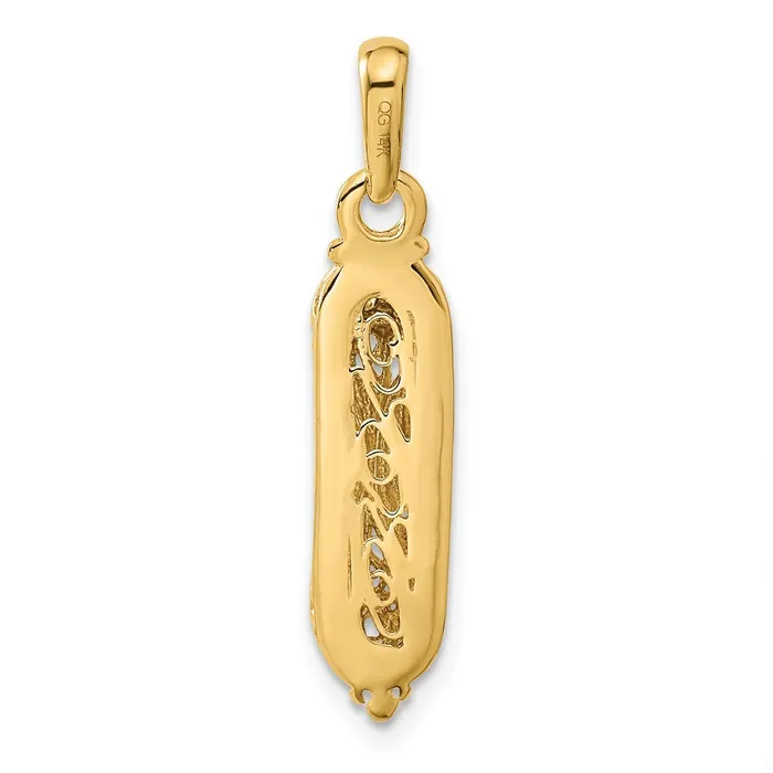 Charm Necklaces Qgold 14k Yellow Rhodium 7 mm Mezuzah WShin Charm 234 grams Charm Necklaces Qgold 14k Yellow Rhodium 7 mm Mezuzah WShin Charm 234 grams