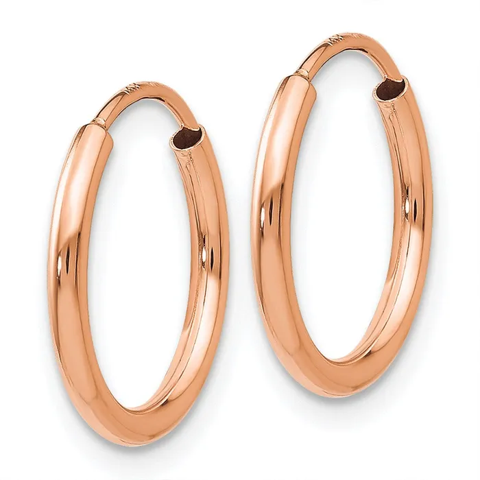Earrings 14k Rose Gold 15 mm Polished Endless Tube Hoop Earrings 052 grams Qgold Earrings 14k Rose Gold 15 mm Polished Endless Tube Hoop Earrings 052 grams Qgold