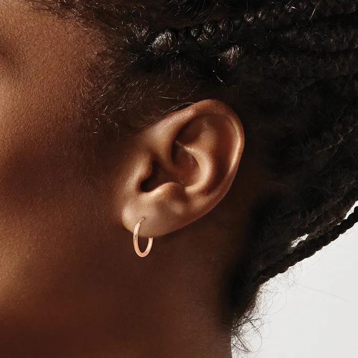 Earrings 14k Rose Gold 15 mm Polished Endless Tube Hoop Earrings 052 grams Qgold Earrings 14k Rose Gold 15 mm Polished Endless Tube Hoop Earrings 052 grams Qgold