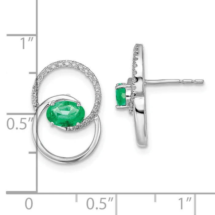 Earrings 14k White Gold Double Circle EmeraldDiamond Post Earrings 19 grams Qgold