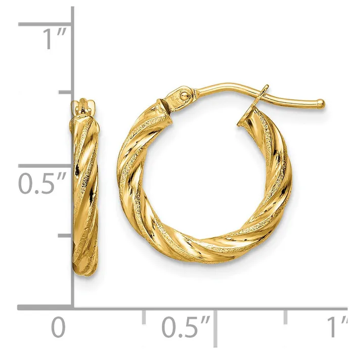 Earrings 14k Yellow Gold 158 mm Polished Textured Twisted Hoop Earrings 095 grams Qgold Earrings 14k Yellow Gold 158 mm Polished Textured Twisted Hoop Earrings 095 grams Qgold