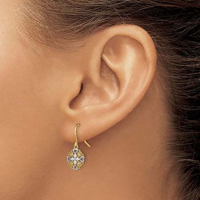 Earrings 14k Yellow Rhodium 10 mm Fancy Dangle Wire Earrings 094 grams Qgold