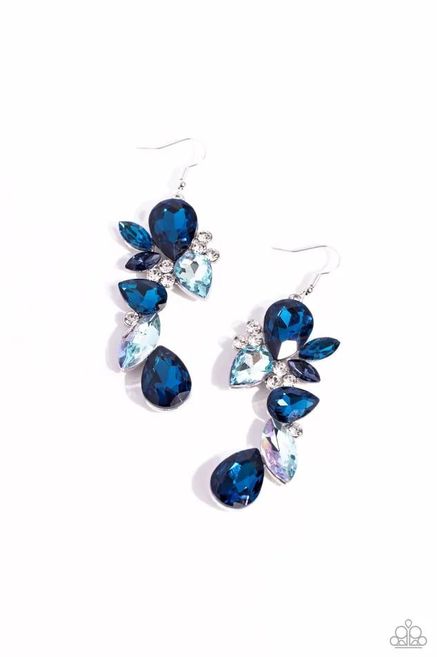 Earrings Fancy Flaunter Blue and White Gem Silver Earrings Paparazzi Paparazzi Accessories Earrings Fancy Flaunter Blue and White Gem Silver Earrings Paparazzi Paparazzi Accessories