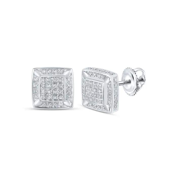 Earrings Gold Square Earrings 13 Cttw Round Natural Diamond Womens 333 grams GND