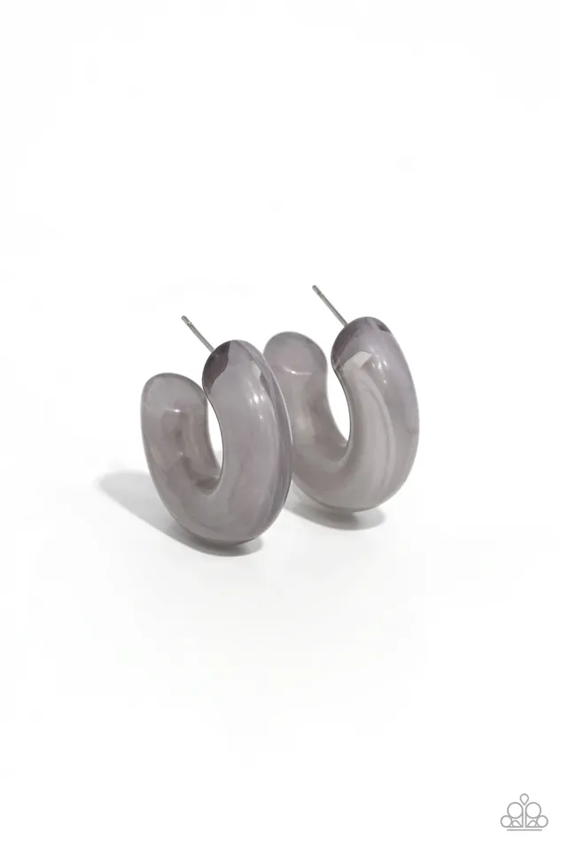 Earrings Paparazzi Accessories Acrylic Acclaim Silver Gray Hoop Earrings Paparazzi Earrings Paparazzi Accessories Acrylic Acclaim Silver Gray Hoop Earrings Paparazzi