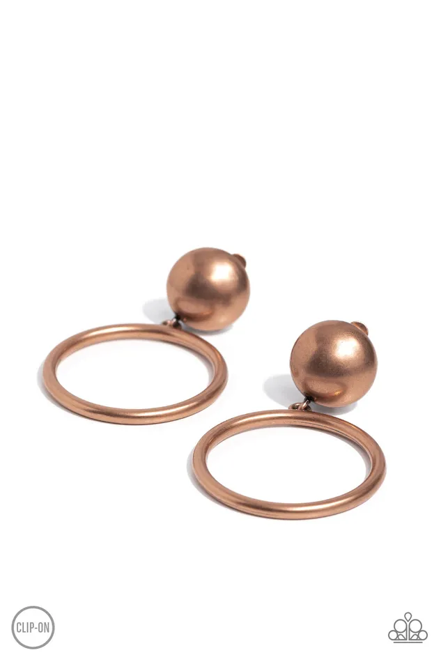 Earrings Paparazzi Accessories Classic Candescence Copper Circle ClipOn Earrings Paparazzi Earrings Paparazzi Accessories Classic Candescence Copper Circle ClipOn Earrings Paparazzi