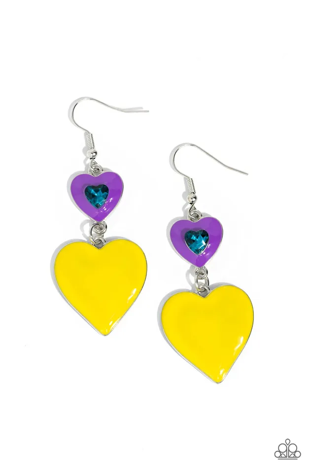 Earrings Paparazzi Accessories Flirting with Fashion Purple and Yellow Heart Silver Earrings Paparazzi Earrings Paparazzi Accessories Flirting with Fashion Purple and Yellow Heart Silver Earrings Paparazzi