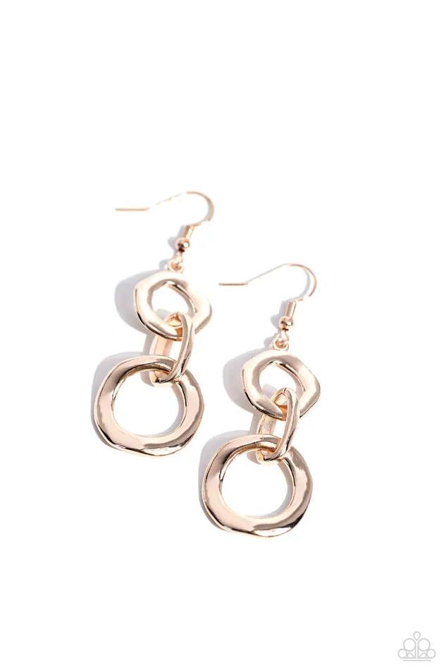 Earrings Paparazzi Accessories Metro Machinery Rose Gold Earrings Paparazzi