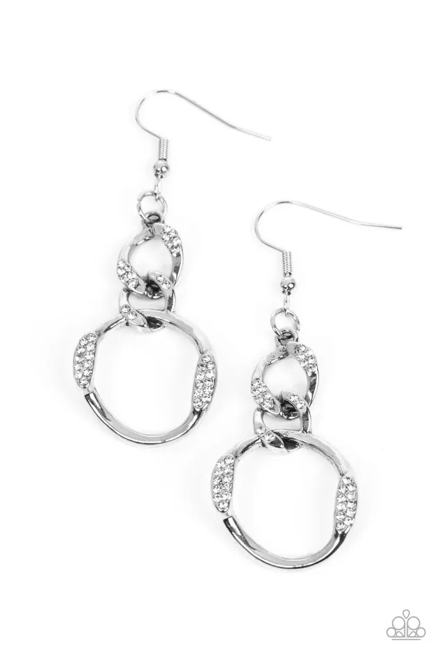 Earrings Paparazzi Accessories SELFIEMade Woman White Rhinestone Silver Circle Earrings Paparazzi Earrings Paparazzi Accessories SELFIEMade Woman White Rhinestone Silver Circle Earrings Paparazzi