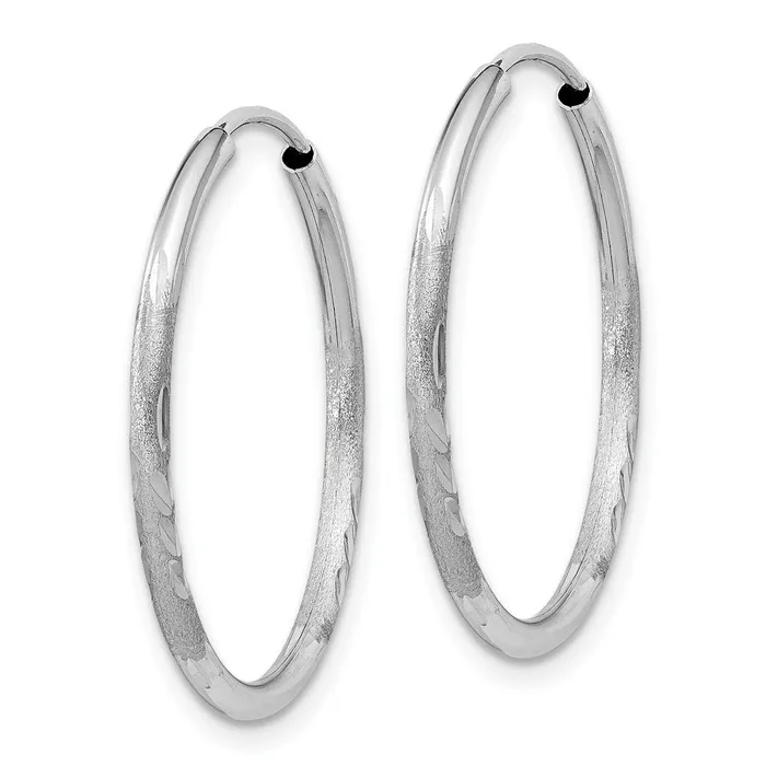 Earrings Qgold 14k White Gold 21 mm Diamondcut Endless Hoop Earrings 082 grams