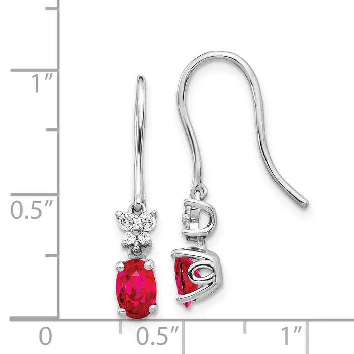 Earrings Qgold 14k White Gold Diamond and Oval Ruby Earrings 155 grams