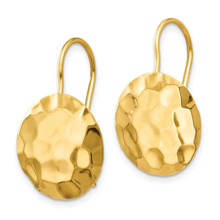 Earrings Qgold 14k Yellow Gold 14 mm red Circle Disc Earrings 134 grams