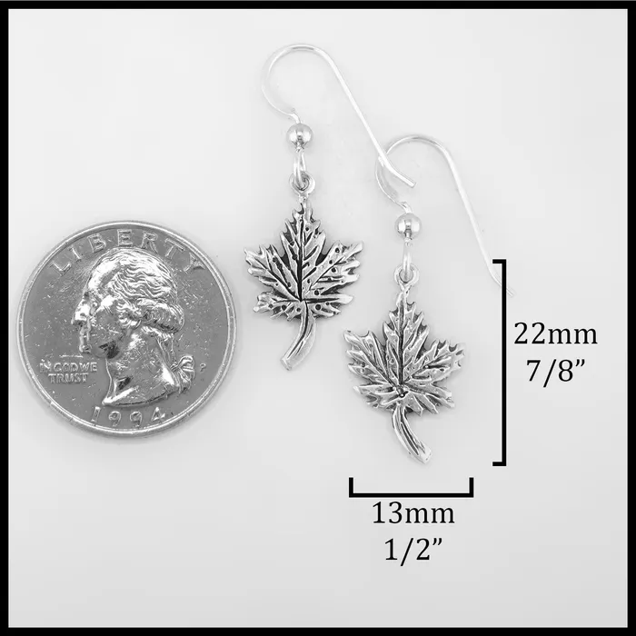 Earrings Walker Metalsmiths Small Maple Leaf Pendant and Earring Set